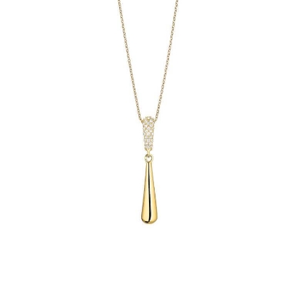Billede af Bering Arctic Pavé halskæde poleret forgyldt stål m. krystal (50 cm)
