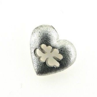 Billede af Vedhæng hjerte, massivt med udsavet firkløver, hj. 16 mm. 925s