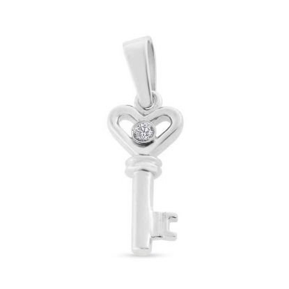 Billede af Vedh. nøgle med syn. zirk. 2,0 mm. 925s.(m. patz øsken)