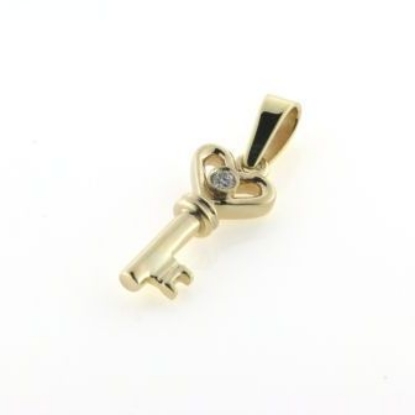 Billede af Vedh. nøgle med syn. zirk. 2,0 mm. 925s. forgyldt patz øsken