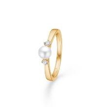 Billede af Mads Z "Crown Trinity w. Pearl" ring 14 kt. guld m. kulturperle + 0,08 ct. diamanter (str. 50)
