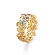 Billede af Mads Z "Luxury Rainbow" ring 14 kt. dobbelt m.ægte sten str. 52