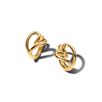 Billede af Pandora Organisk Formet Hjerte Små creoler forgyldt metalblanding