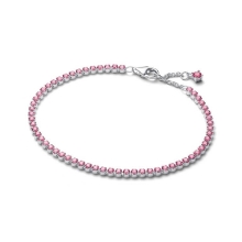 Billede af Pandora Funklende Pink Tennisarmbånd sølv m. cz (16 cm)