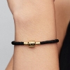 Billede af Pandora Skinnende Sort armbånd m. snor forgyldt metalblanding (17,5-20,5 cm)