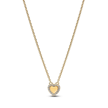 Billede af Pandora Hjerte Halo halskæde forgyldt metalblanding m. cz (45 cm)