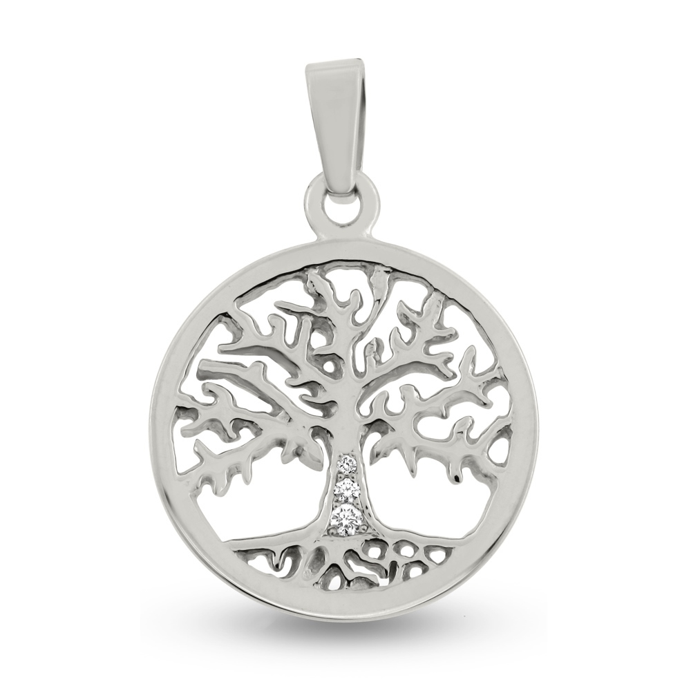 Billede af Vedhæng Livets træ 3 brillanter 14 kt. hvg.