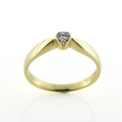 Billede af Ring, spidsskinne, konisk fatn.  syn. sten 3,5 mm. 14 kt.