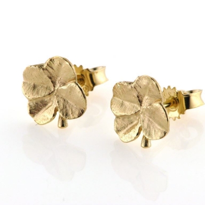 Billede af Ørestik firkløver 925s forgyldt sølv 10,5 mm