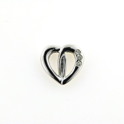 Billede af Vedhæng hjerte, 3 brill. a 0,01 w/vs. åbent massivt, hj. 10 mm. 14 kt. hvg.