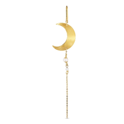 Billede af Jane Kønig Half Moon With Pearl Chain ørering forgyldt sølv (1 stk) - Højre