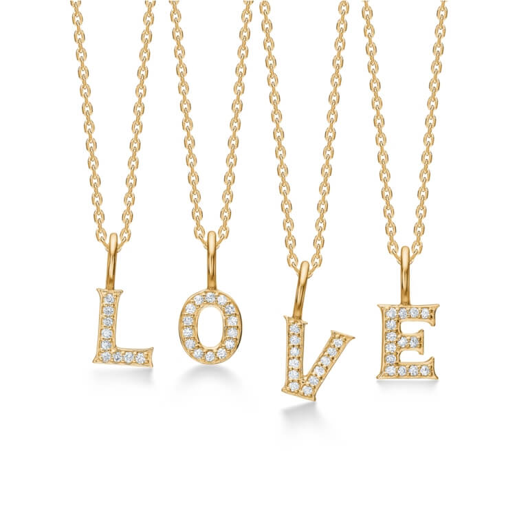 Billede af Mads Z "Tender Love" bogstav vedhæng 14 kt. guld m. brillanter (A-W)