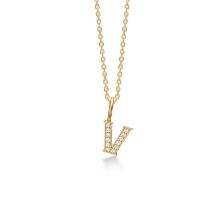Billede af Mads Z "Tender Love - V" bogstav vedhæng 14 kt. guld m. brillanter