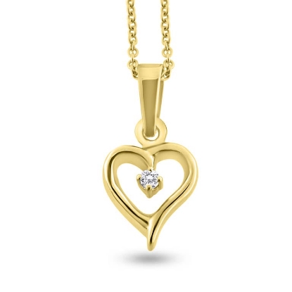 Billede af Vedhæng åbent hjerte i forgyldt sølv m. brillant