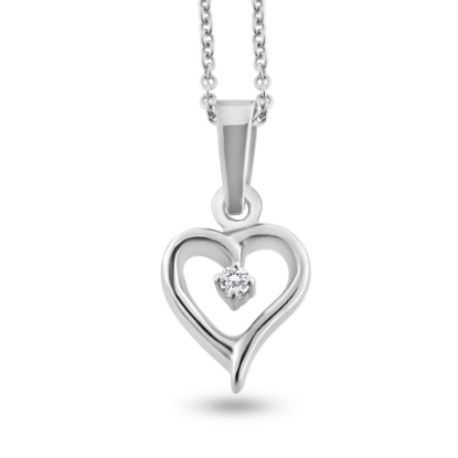 Billede af Vedhæng åbent hjerte i sølv m. brillant (0,03 ct. w/pi.)