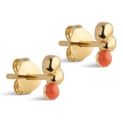 Billede af ENAMEL Copenhagen Nara Light Coral øreringe forgyldt sølv