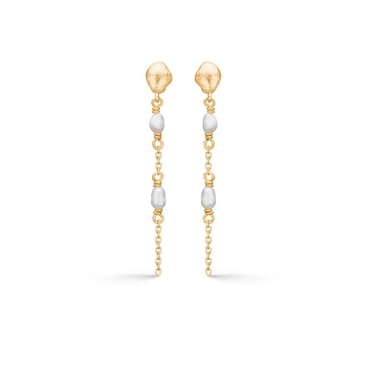 Billede af Studio Z "Perma" øreringe forgyldt sølv m. perler