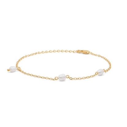 Billede af Studio Z "Trace Pearl" armbånd forgyldt sølv m. fvp (16 + 3 cm)