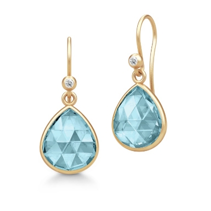 Billede af Julie Sandlau Lea Aqua Blue øreringe forgyldt sølv