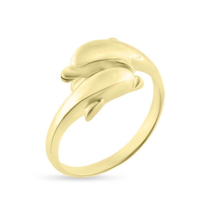 Billede af Ring forskudt med 2 delfiner 8 kt.