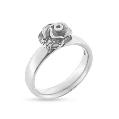 Billede af Ring med blomst 8,5 mm., massiv 925s.