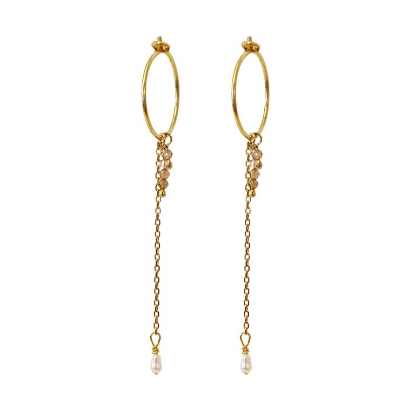 Billede af *Hultquist Beige øreringe forgyldt sølv m. fvp + cz