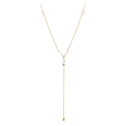 Billede af Aqua Dulce Sinna Pearl Y-halskæde forgyldt sølv m. fvp (45 + 3 cm)