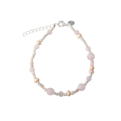 Billede af Aqua Dulce Grace Pearl armbånd sølv m. rosa perler (17 + 3 cm)