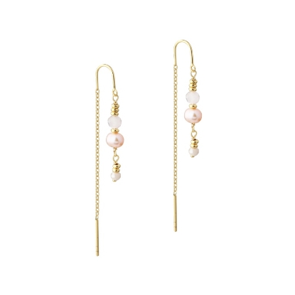 Billede af Aqua Dulce Grace øreringe forgyldt sølv m. perle