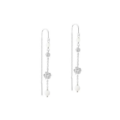 Billede af Aqua Dulce Clover øreringe sølv m. stenperler