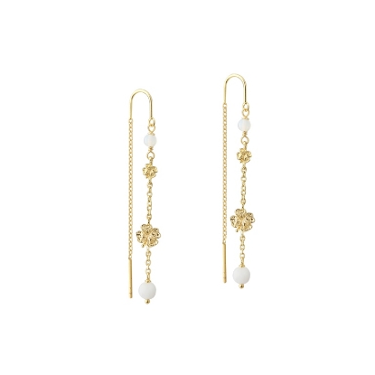Billede af Aqua Dulce Clover øreringe forgyldt sølv m. stenperler