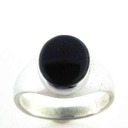 Billede af Herrering massiv m. oval onyx 14*11 mm 925 s.