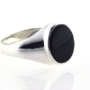 Billede af Herrering massiv m. oval onyx 14*11 mm 925 s.