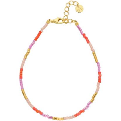 Billede af Nuni Copenhagen Kira Coral Love armbånd forgyldt sølv m. perler (16+3 cm)