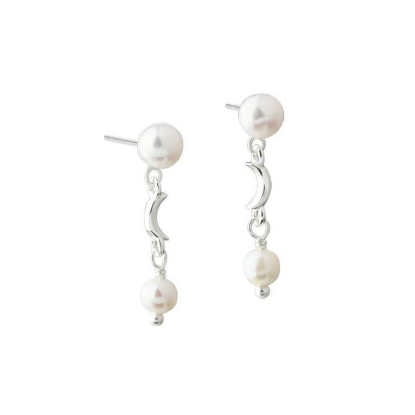 Billede af Aqua Dulce Pearl Moon øreringe sølv m. fvp