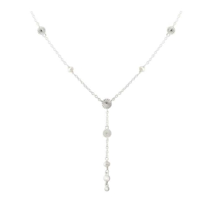 Billede af Aqua Dulce Line Pearl halskæde sølv m. fvp (45 + 3 cm)