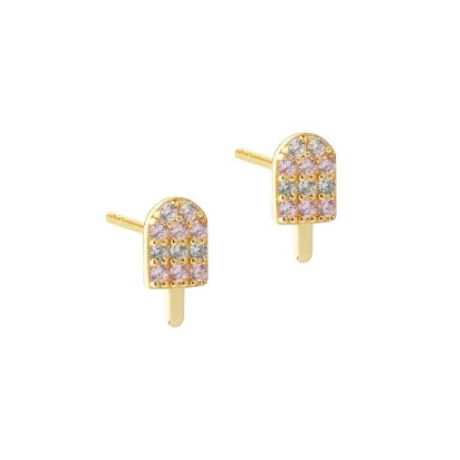 Billede af Aqua Dulce Ice øreringe forgyldt sølv m. cz