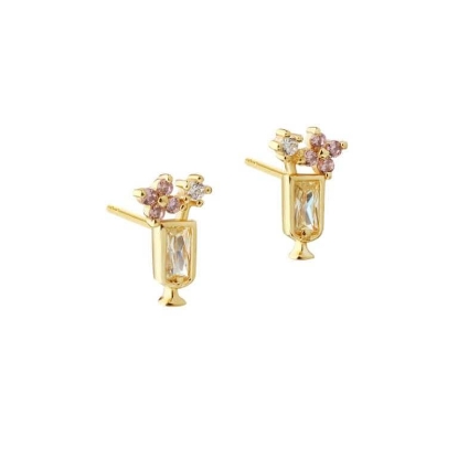 Billede af Aqua Dulce Drink øreringe forgyldt sølv m. cz