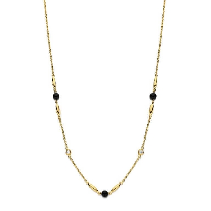 Billede af Spirit Icons Cornelia halskæde forgyldt sølv m. sort cz (42+3 cm)
