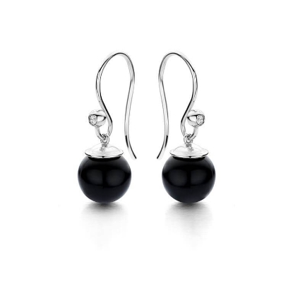 Billede af Spirit Icons Figaro øreringe sølv m. sort sten (9mm) + cz