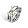 Billede af By Birdie Grace Triple Polished ring sølv + 14 karat guld m. brillant (str. 56)