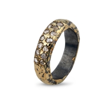 Billede af By Birdie Heritage Golden Pavé ring sort rhodineret sølv og 18kt guld og ialt 0,58 ct diamant str. 53
