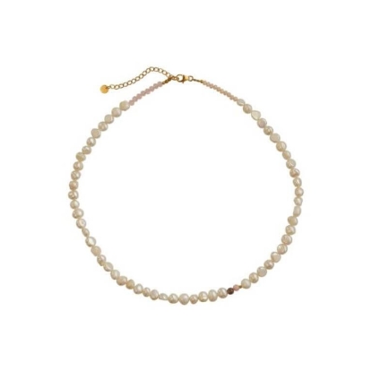 Billede af STINE A Perlie - Mocha halskæde forgyldt sølv m. fvp+sten (31,5+5 cm)
