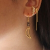 Billede af STINE A Petit Bella Moon Earring with Two Chains ørering forgyldt sølv (1 stk.)
