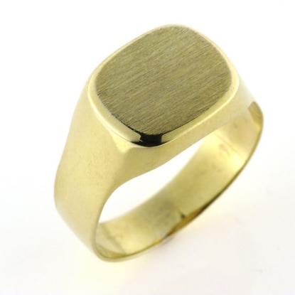 Billede af Herrering plade 12,5*14,5 mm. 14 kt.