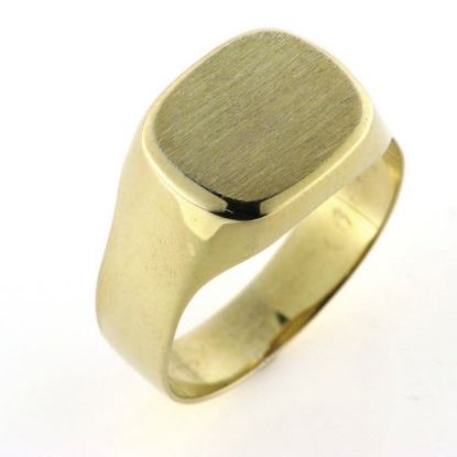 Billede af Herrering plade (lukket i bund - massiv) 12,5*14,5 mm. 925s. forgyldt