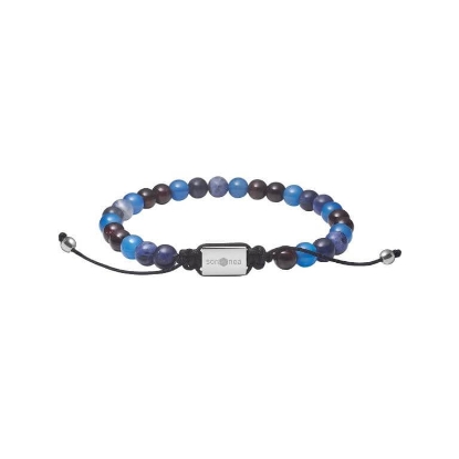 Billede af SON of NOA armbånd stål m. blå agat og sodalit (19-25 cm)