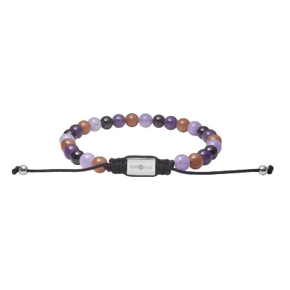Billede af SON of NOA armbånd stål m. lilla ametyst og jade (19-25 cm)