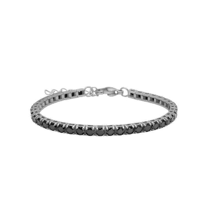 Billede af SON of NOA armbånd stål m. sort cz (17+5 cm)