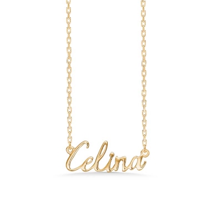 Billede af Studio Z "Name Tag - CELINA" halskæde forgyldt sølv (40-45 cm)